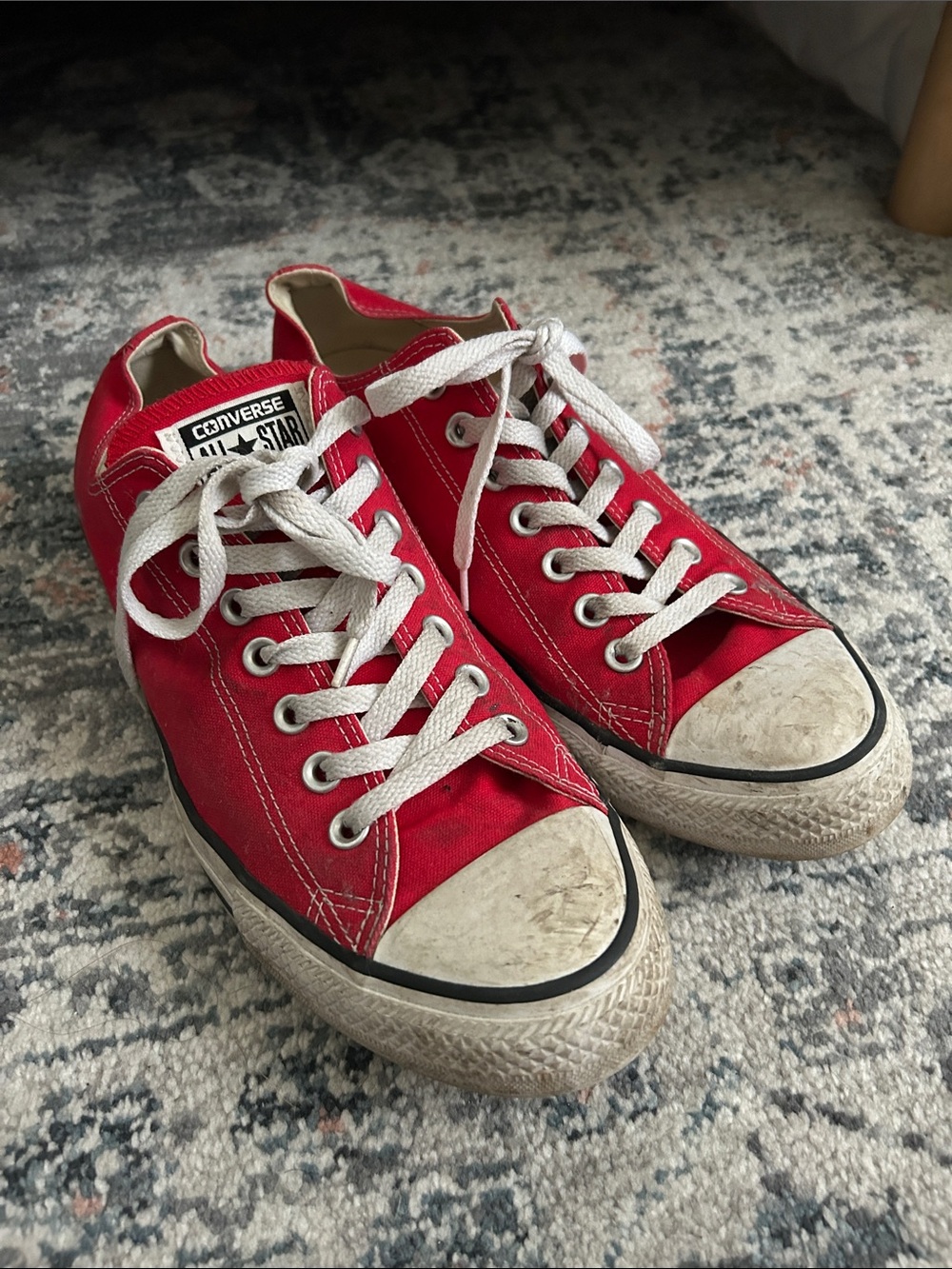 Converse Red Low Top Sneakers with White Laces